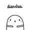 Diarrhea hand drawn illustration with cute marshmallow with rotavirus symptoms