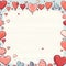 Diary, blank, hearts, red, blue, AI generated.