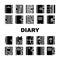 Diary Paper Stationery Accessory Icons Set Vector