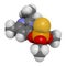 Diazinon dimpylate organophosphate insecticide molecule. 3D rendering.