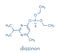 Diazinon dimpylate organophosphate insecticide molecule. Skeletal formula.