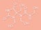 Diazolidinyl urea antimicrobial preservative molecule formaldehyde releaser. Skeletal formula.
