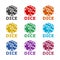 Dice color icon set isolated on white background