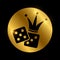 Dice and crown black silhouette. Vector gambling icon