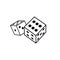 Dice cube line icon. Outline casino dice vector gamble illustration line icon.