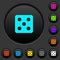 Dice five dark push buttons with color icons