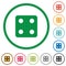 Dice four flat icons with outlines