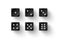 Dice game with black cubes with white dots, 3d realistic gambling objects to play in casino