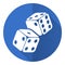 Dice, game, casino blue flat design vector icon, concept illustration