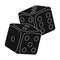 Dice for games in the casino. Stones to throw on the table for good luck.Kasino single icon in black style vector symbol