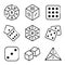 Dice icons set, outline style