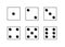 Dice icons set. Traditional die with six faces of cube marked with different numbers of dots or pips from 1 to 6.