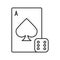Dice and playing card linear icon