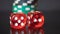 Dice shiny red color for poker on the table