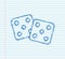 Dice sketch icon. Game dice, cubes. Casino and betting. Vector stock illustration.