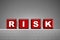 Dice spelling the word risk