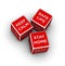 Dice with Stay Home Keep Calm and Safe Life signs