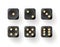 Dice of vector gambling games design, casino, craps and poker, tabletop or board games. Realistic black cubes