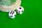 Dice white on green cloth or cloth