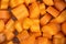 Diced carrots as a background. Healthy food, vitamin salad for vegetarians