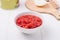 Diced tomatoes, shallow depth of field