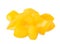 Diced yellow bell pepper on white