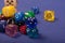 Dices game on a blue background