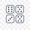 Dices vector icon isolated on transparent background, linear Dic