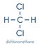 Dichloromethane DCM solvent molecule. Skeletal formula.