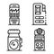 Dictaphone icons set, outline style