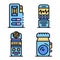 Dictaphone icons set vector flat