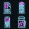 Dictaphone icons set vector neon