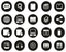 Dictionary or Glossary Icons White On Black Flat Design Circle Set Big