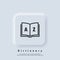 Dictionary icon. Glossary. Badge with book. Dictionary logo. Library icon. Vector EPS 10. UI icon. Neumorphic UI UX white user