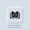Dictionary icon. Glossary. Badge with book. Dictionary logo. Library icon. Vector EPS 10. UI icon. Neumorphic UI UX white user