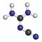 Dicyandiamide 2-cyanoguanidine, DCD molecule. Used as fertilizer and in chemical synthesis. Atoms are represented as spheres.