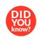 Did you know inform vector question concept advice icon. Simple label did you know design