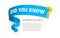 Did you know question banner template, blue creative ribbon for title of text block, interesting fact popup window