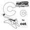 Didactic Alphabet to Color it, with Letter C and Cat, Vector Illustration