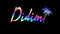 Didim. Multicolor gradient bright contrast inscription, palm tree. Transparent Alpha channel. Lettering text font style.