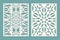 Die and laser cut decorated panels with snowflakes pattern. Laser cutting decorative lace borders patterns. Set of Wedding Invitat