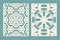 Die and laser cut ornamental panels with snowflakes pattern. Laser cutting decorative lace borders patterns. Set of Wedding Invita