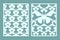 Die and laser cut ornate lace panels patterns with butterflies. Set of bookmarks templates. Cabinet fretwork panel. Laser Cut meta