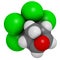 Dieldrin pesticide molecule. Insecticide that persists for very long time in environment (Persistent Organic Pollutant