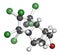 Dieldrin pesticide molecule. Insecticide that persists for very long time in environment (Persistent Organic Pollutant