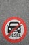 Diesel driving ban road sign street car no not allowed portrait format zone copyspace