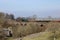 Diesel and steam train Crosby Garrett viaduct