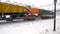 Diesel train motion in snow