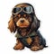 Dieselpunk Aviator Dog Stickers: Cocker Spaniel And Yorkshire Terrier