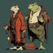 Dieselpunk Frog Characters: Anthropomorphic Snapper In Mike Mignola Style